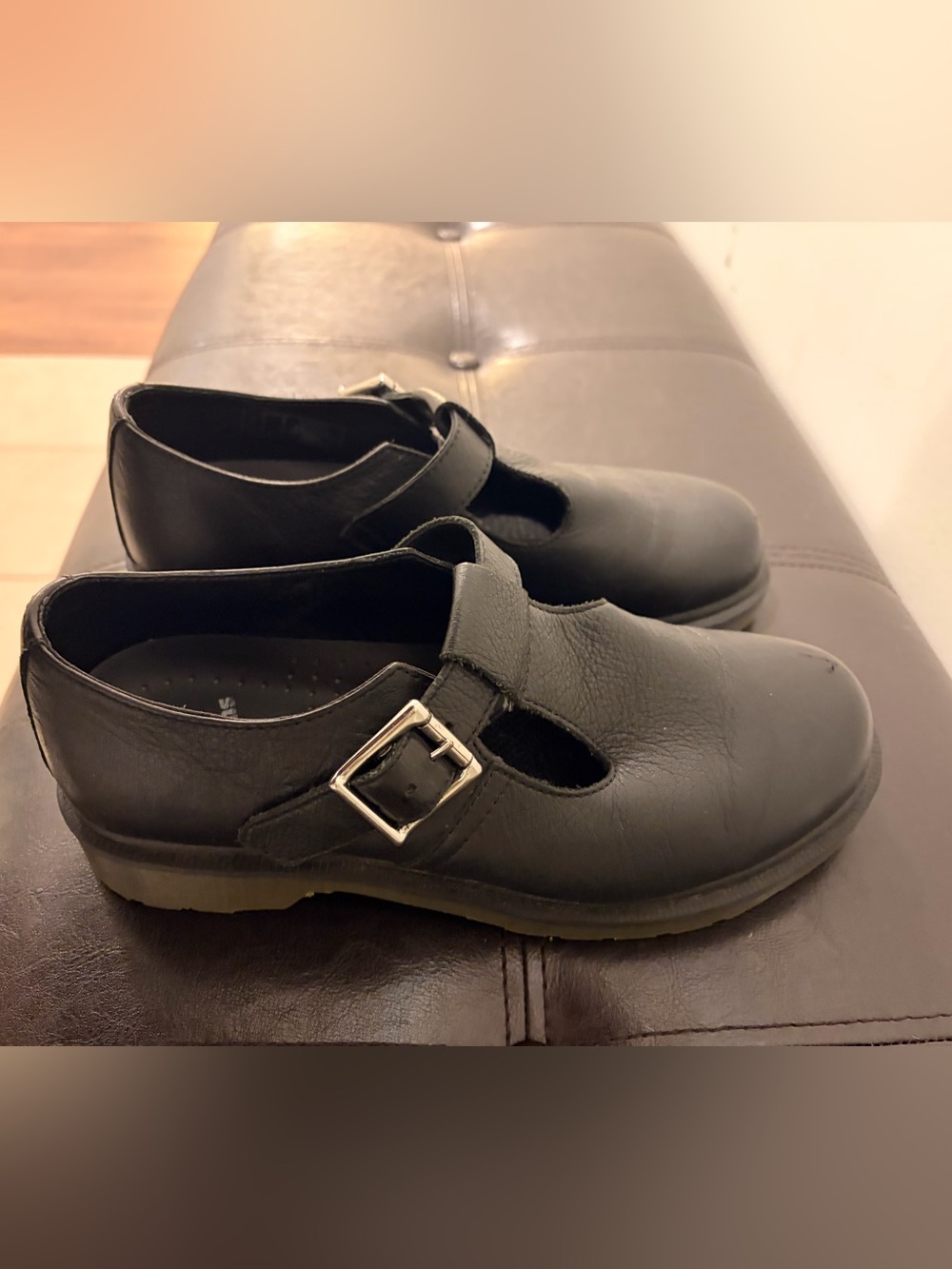 Dr. Martens Black Mary Jane Shoes with Silver Buckle